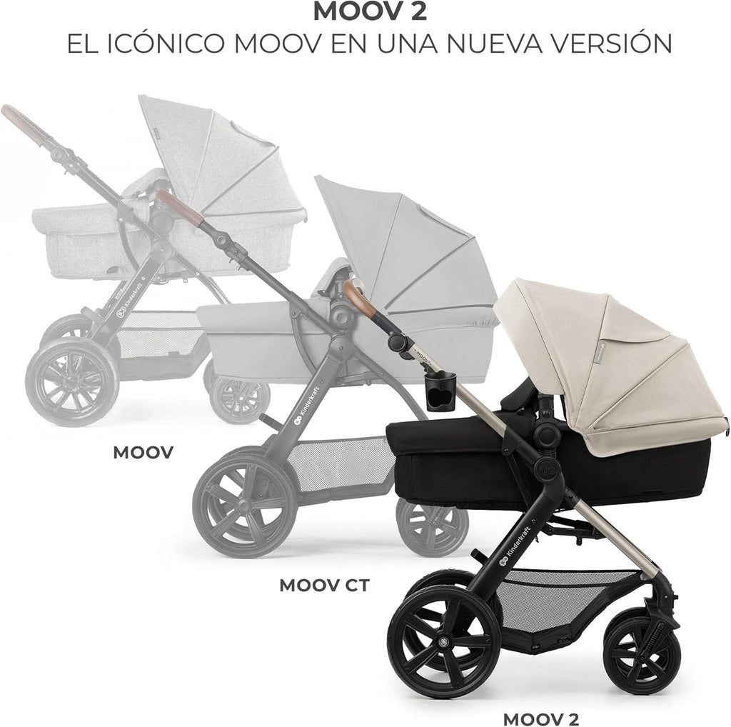 2026 Kinderkraft MOOV2 Silla de Coche 3 en 1, EVA, Mink PRO I-Size, Sistema de Viaje, Cochecito para Bebé, Silla de Paseo, Plegable, para Recién Nacido, Desde el Nacimiento hasta los 3 Años, Gris