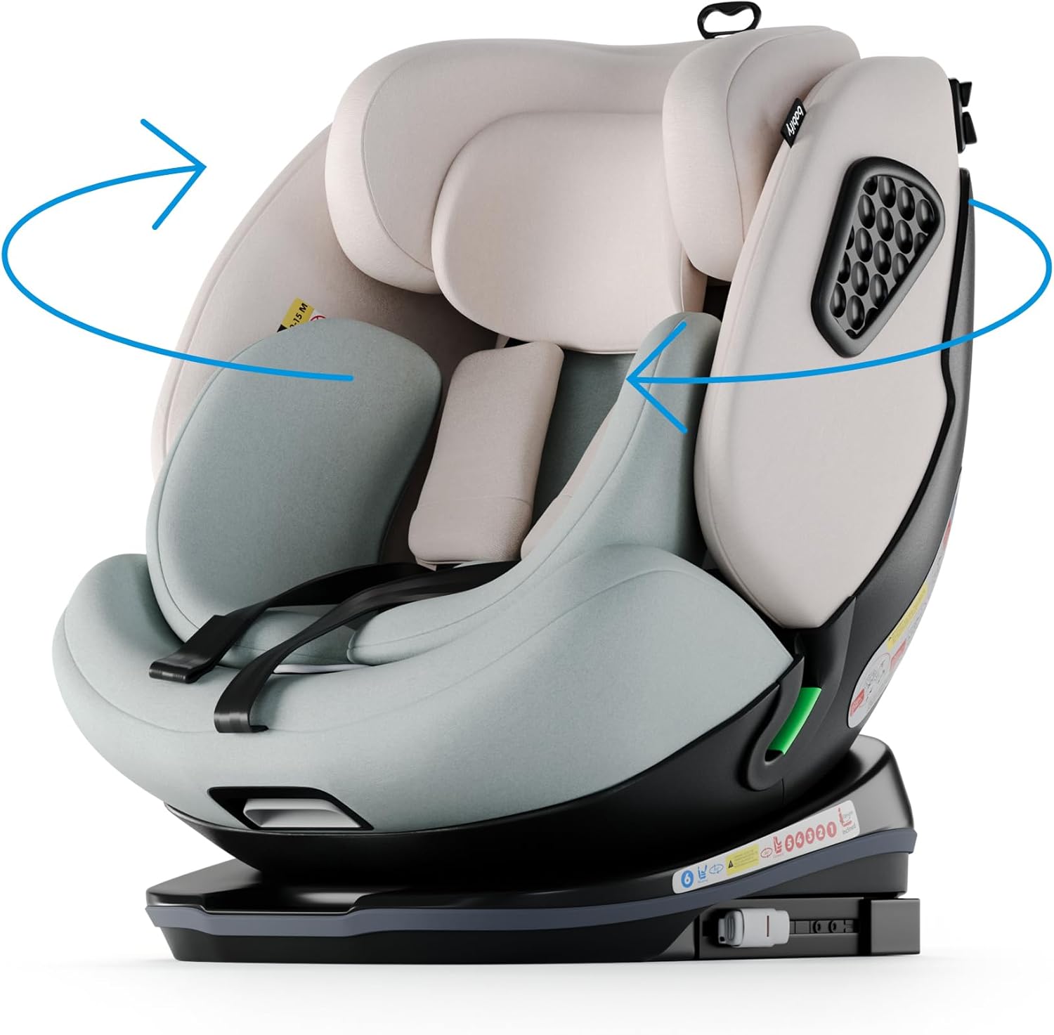 2026 Babify Onboard Silla de Coche Isofix para Bebés y Niños, 0 Meses - 12 Años, Apta Desde 40-150 cm, Ajustable 360º, Asiento Portátil y Seguro i-Size ECE R129 - Black edition