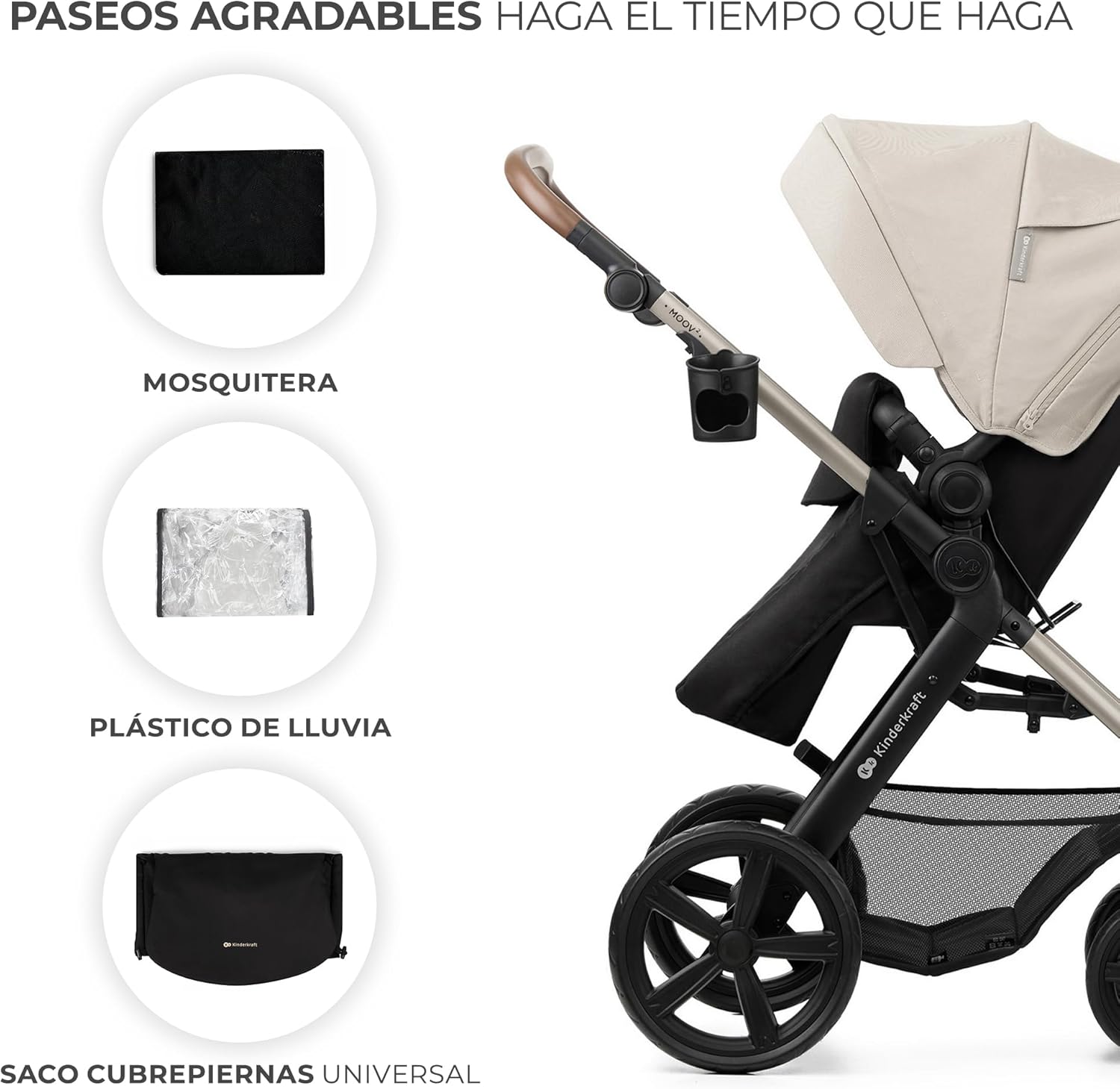 2026 Kinderkraft MOOV2 Silla de Coche 3 en 1, EVA, Mink PRO I-Size, Sistema de Viaje, Cochecito para Bebé, Silla de Paseo, Plegable, para Recién Nacido, Desde el Nacimiento hasta los 3 Años, Gris