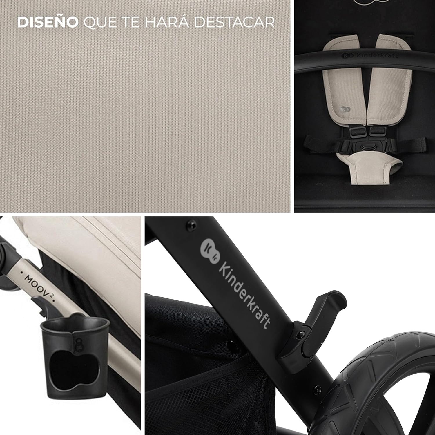 2026 Kinderkraft MOOV2 Silla de Coche 3 en 1, EVA, Mink PRO I-Size, Sistema de Viaje, Cochecito para Bebé, Silla de Paseo, Plegable, para Recién Nacido, Desde el Nacimiento hasta los 3 Años, Gris