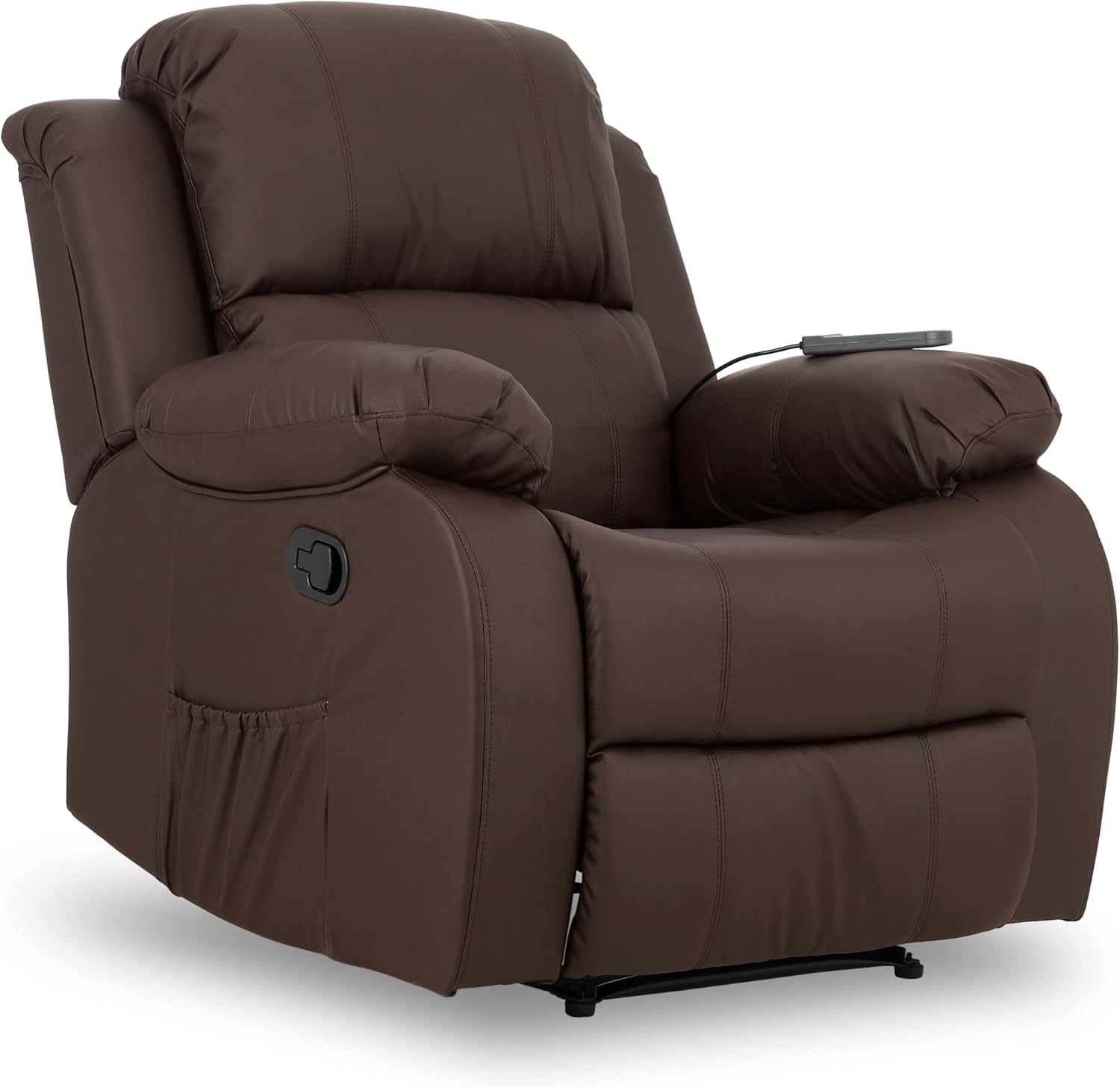 2026 Don Descanso - Sillón Masaje Relax Calor Trevi Negro Reclinable 160º con 8 Motores Silenciosos, Calor Lumbar, Sist. Masaje 4 Zonas y Acabado en PU Anti-Cuarteo [Incluye Mando]. Ideal Gente Mayor