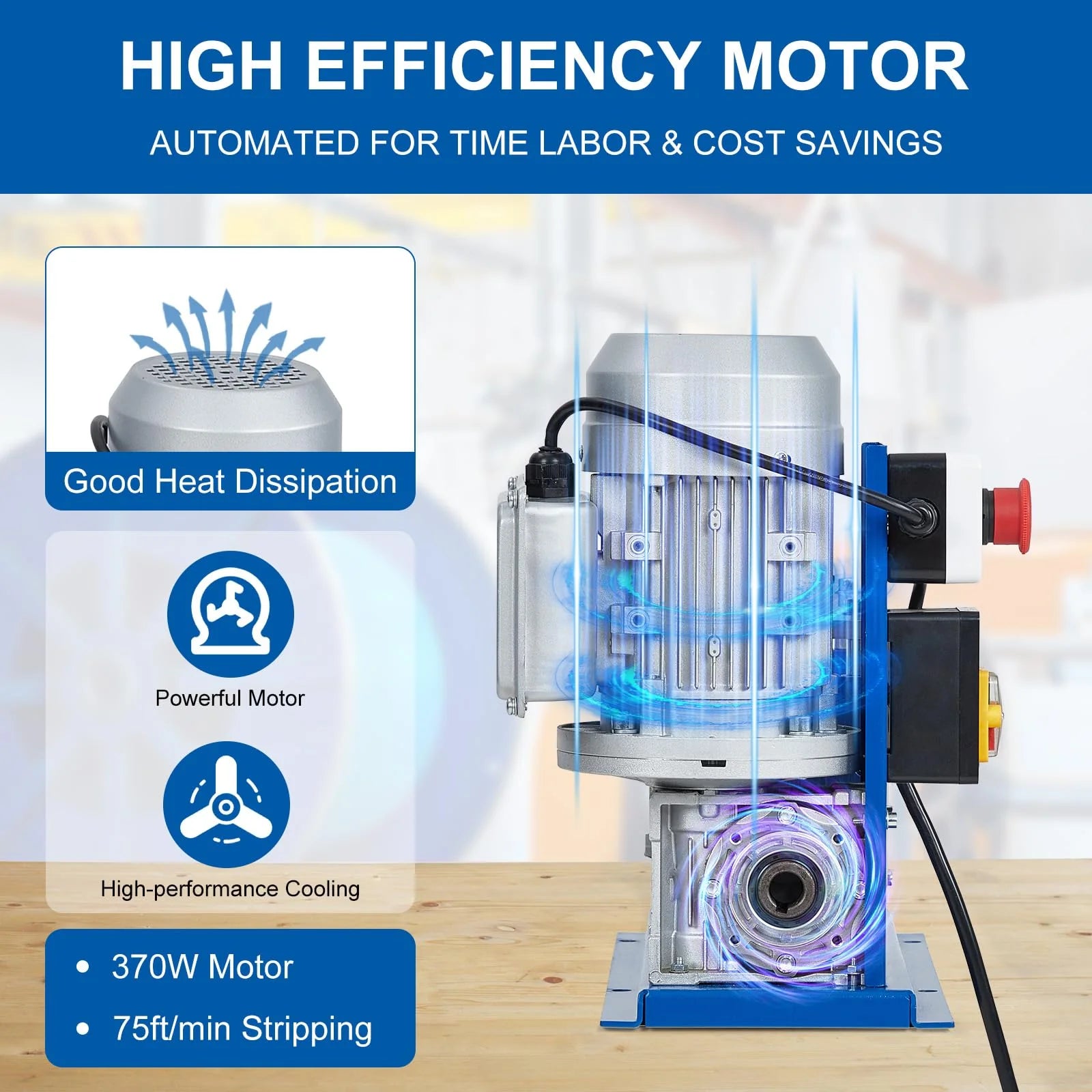 2026 Nuevo máquina automática pelacables de 370W rango de 0.06 a 1.5 pulgadas velocidad hasta 75 pies por minuto