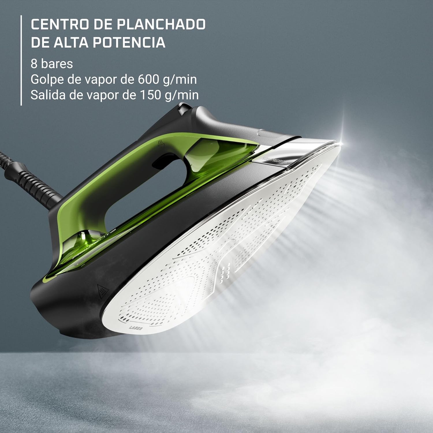 2026 Silence Pro -Centro de planchado, autonomía ilimitada, 8 bares, golpe vapor 600 g/min, suela Microsteam, función ECO y depósito cal, 1.3 litros, Color Negro Y Gris DG9248