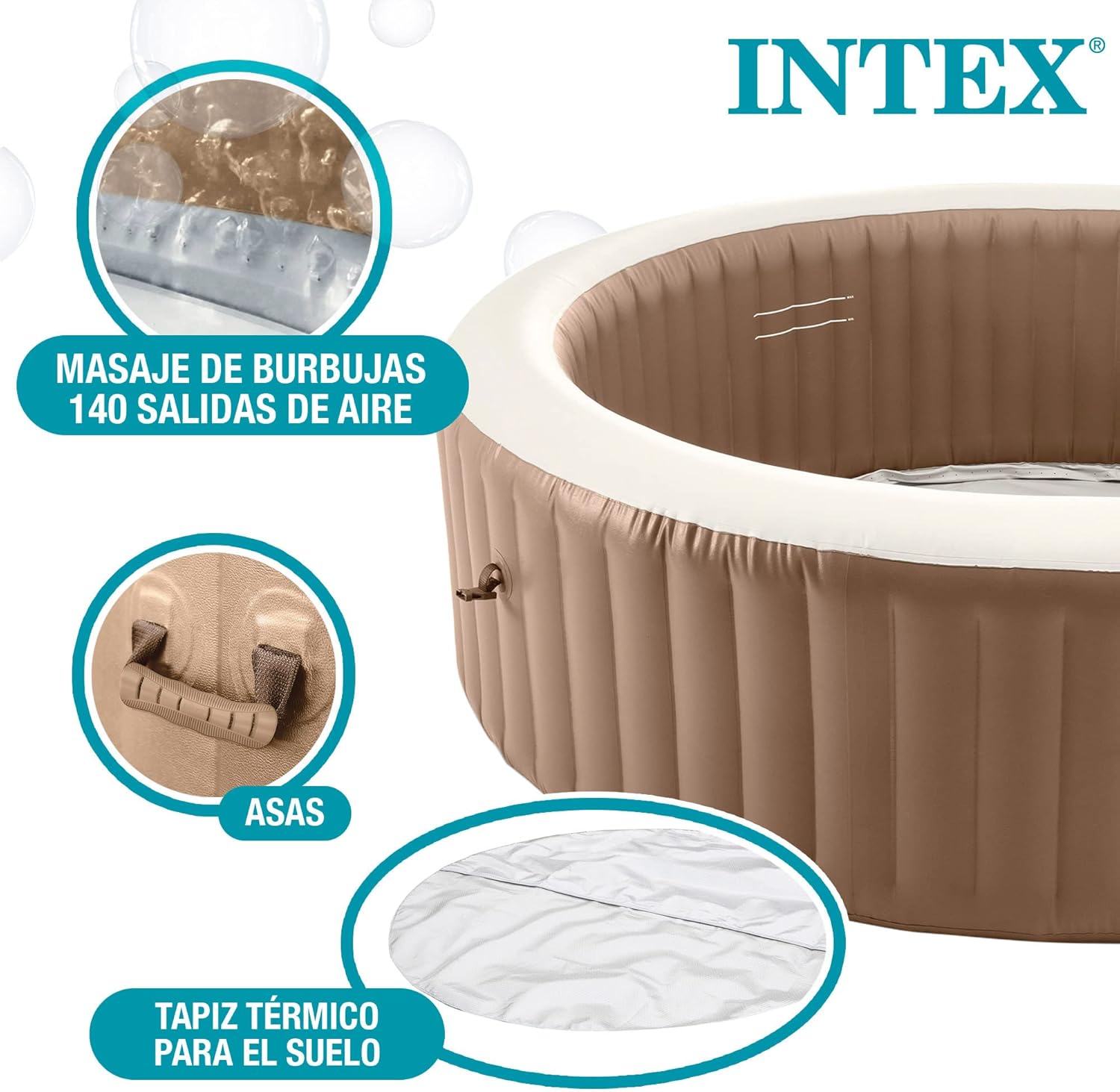 2026 Intex 28428EX Spa hinchable, Beige, 6 Personas