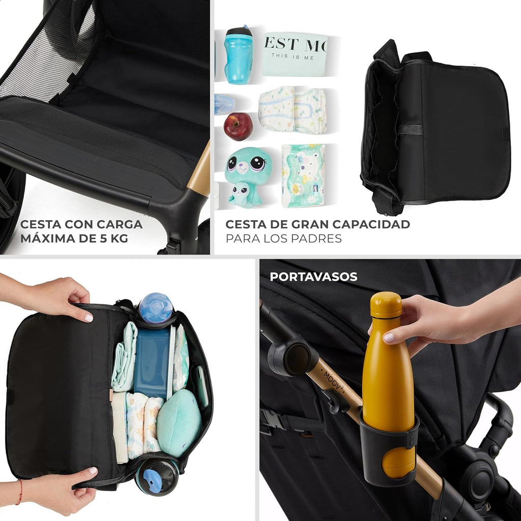 2026 Kinderkraft MOOV2 Silla de Coche 3 en 1, EVA, Mink PRO I-Size, Sistema de Viaje, Cochecito para Bebé, Silla de Paseo, Plegable, para Recién Nacido, Desde el Nacimiento hasta los 3 Años, Gris
