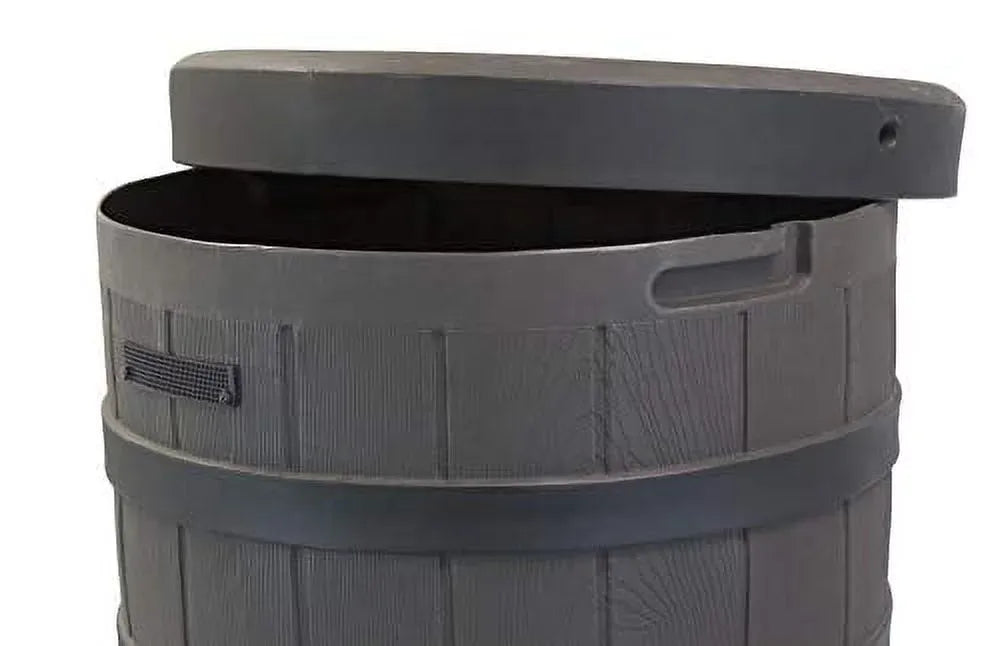 2026 Nuevo Good Ideas Rain Wizard barril de lluvia estilo roble americano con textura de piedra capacidad 50 galones