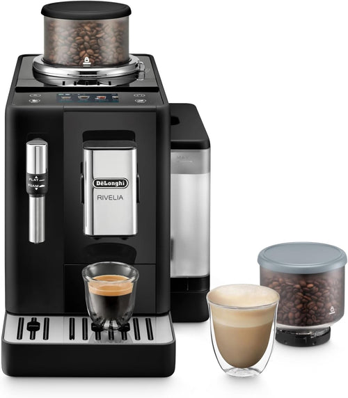 2026 De'Longhi Rivelia EXAM440.55.G, Cafetera Superautomática con LatteCrema Hot, Espumador de Leche Automático, Tamaño Compacto, 16 Recetas, Pantalla Táctil a Color, Gris