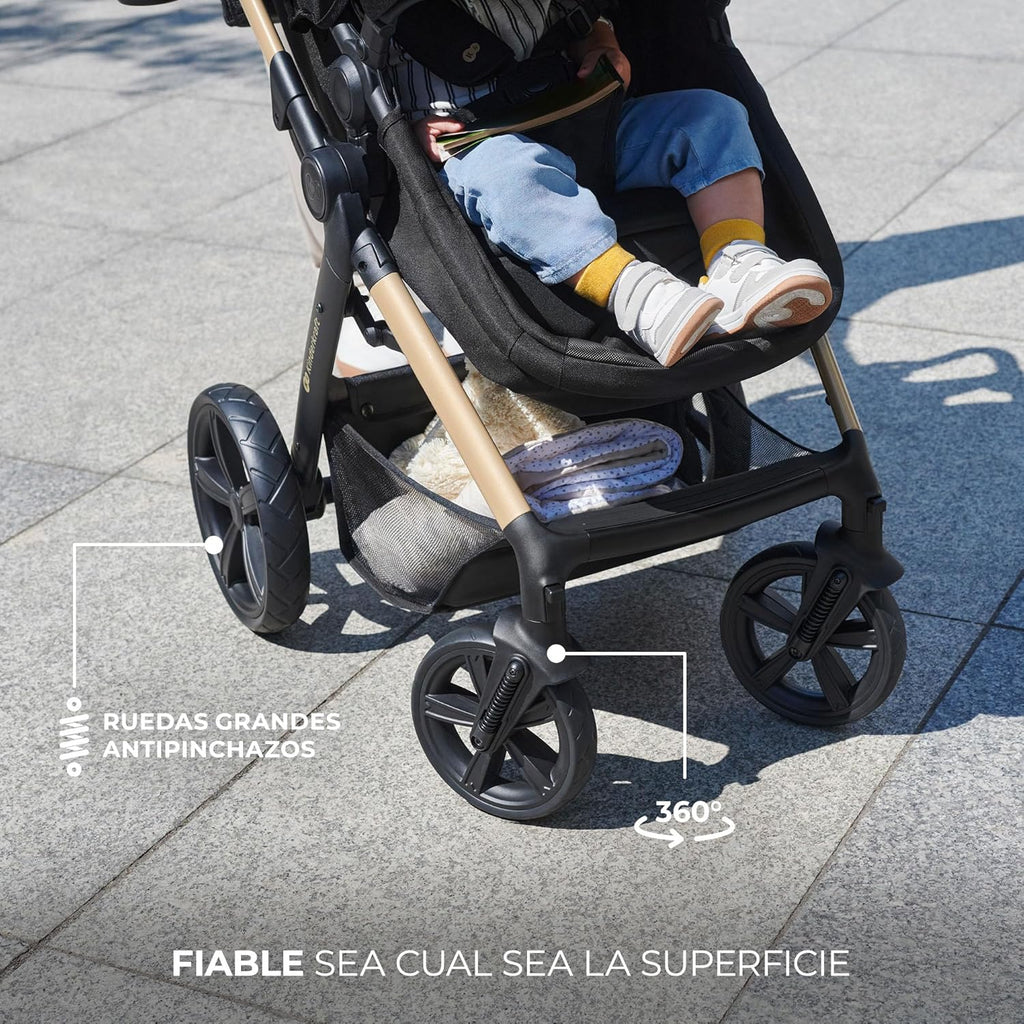 2026 Kinderkraft MOOV2 Silla de Coche 3 en 1, EVA, Mink PRO I-Size, Sistema de Viaje, Cochecito para Bebé, Silla de Paseo, Plegable, para Recién Nacido, Desde el Nacimiento hasta los 3 Años, Gris