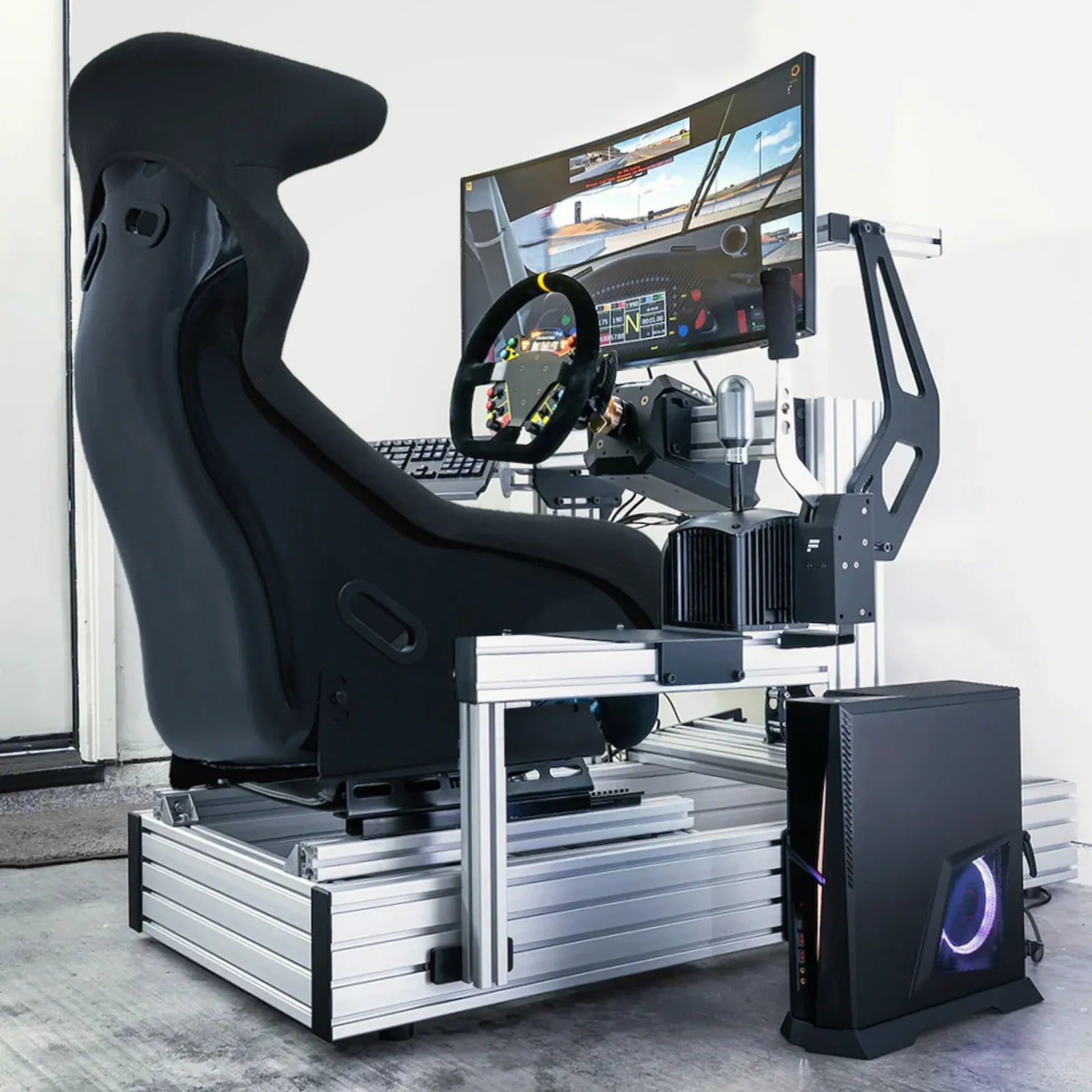2026 Nuevo asiento tipo baquet para simulador de carreras con riel deslizante ajustable color negro
