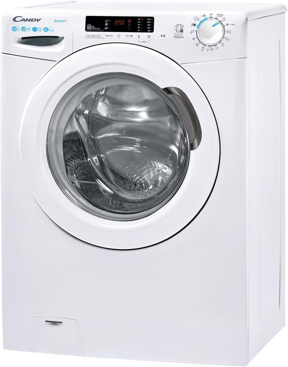 2026 Smart CS 14102DE/1-S, Lavadora 10 KG, 1400 RPM, Pantalla Digital y Mando, Tecnología NFC, Asistente de Voz, 15 Ciclos, 5 Rápidos, Planchado Fácil, Inicio Diferido 24H, Detector KG, 81 DB, Blanco
