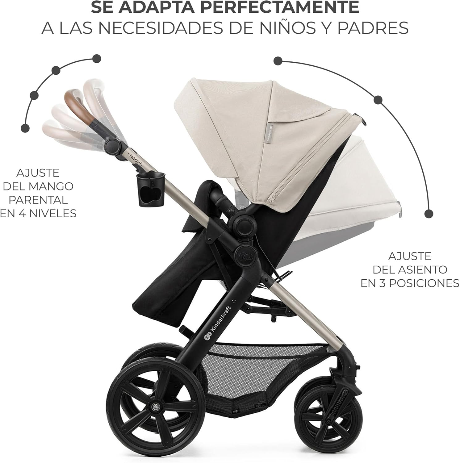 2026 Kinderkraft MOOV2 Silla de Coche 3 en 1, EVA, Mink PRO I-Size, Sistema de Viaje, Cochecito para Bebé, Silla de Paseo, Plegable, para Recién Nacido, Desde el Nacimiento hasta los 3 Años, Gris