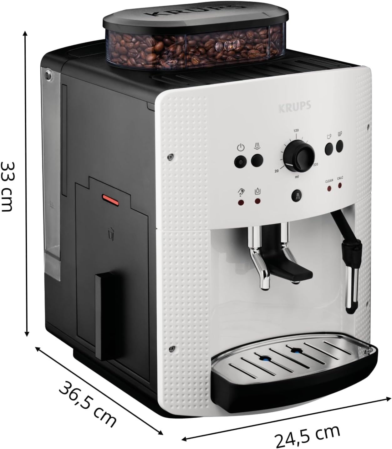 2026 Roma - Cafetera superautomática 15 bares de presión, 3 niveles intensidad café, cantidad ajustable 20 a 220ml, limpieza y descalcificación automático, molinillo integrado EA8105