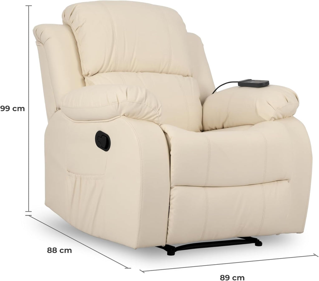 2026 Don Descanso - Sillón Masaje Relax Calor Trevi Negro Reclinable 160º con 8 Motores Silenciosos, Calor Lumbar, Sist. Masaje 4 Zonas y Acabado en PU Anti-Cuarteo [Incluye Mando]. Ideal Gente Mayor