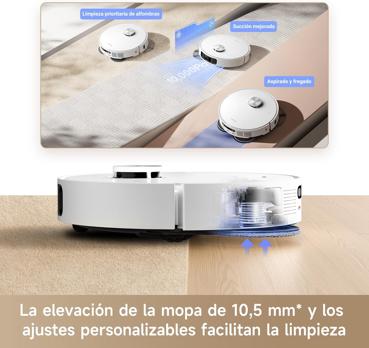 2026 DREAME L10s Ultra Gen 2 Robot Aspirador y Fregasuelos con RoboSwing MopExtend, 10000 Pa, Modo para Mascotas, Estación Base Automática, 32 Ajustes de Nivel de Agua, Limpieza de Alfombras Versátil