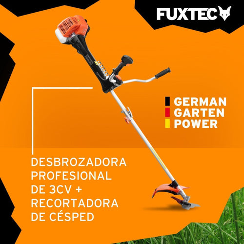2026 FUXTEC Desbrozadora profesional de gasolina de 62 cc, 3,5 CV, Multiherramienta 2en1, con correa para el hombro, sistema antivibratorio recortadora multifunción Motor 2 tiempos