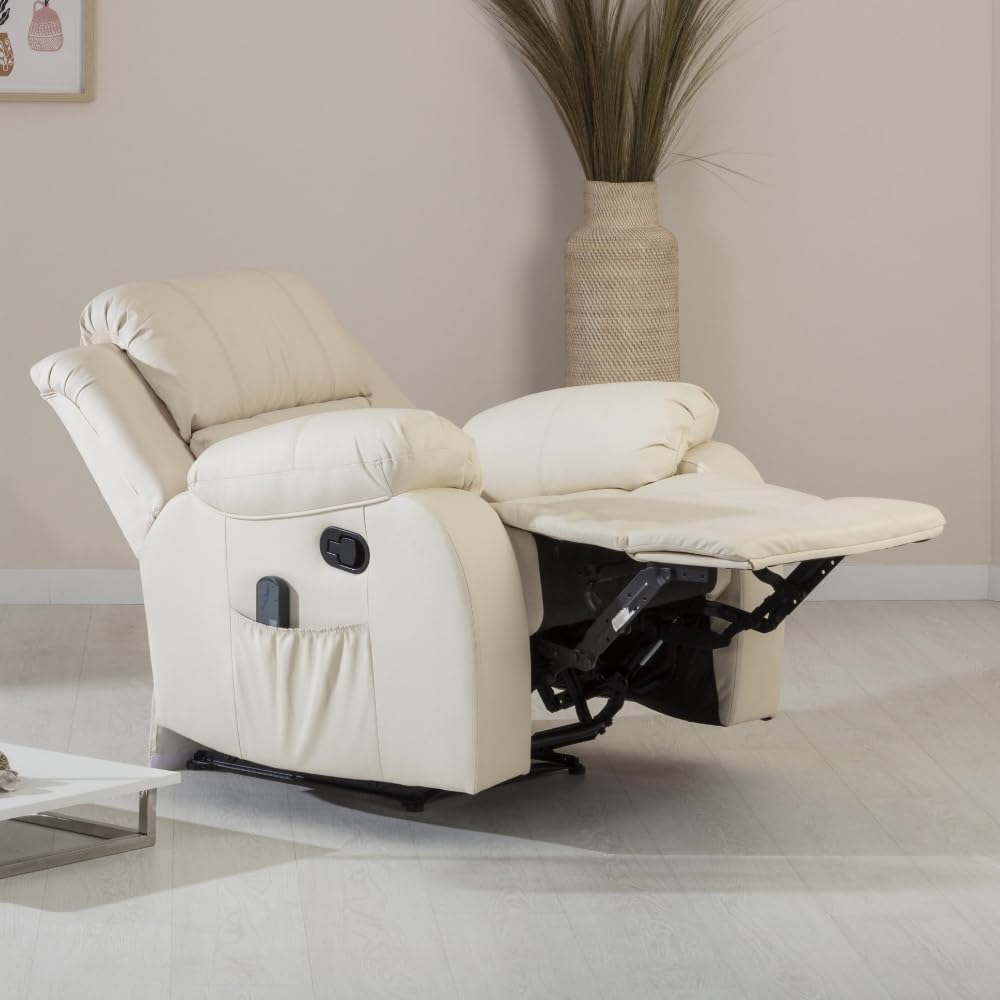 2026 Don Descanso - Sillón Masaje Relax Calor Trevi Negro Reclinable 160º con 8 Motores Silenciosos, Calor Lumbar, Sist. Masaje 4 Zonas y Acabado en PU Anti-Cuarteo [Incluye Mando]. Ideal Gente Mayor
