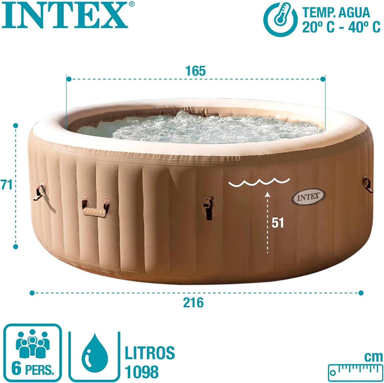 2026 Intex 28428EX Spa hinchable, Beige, 6 Personas