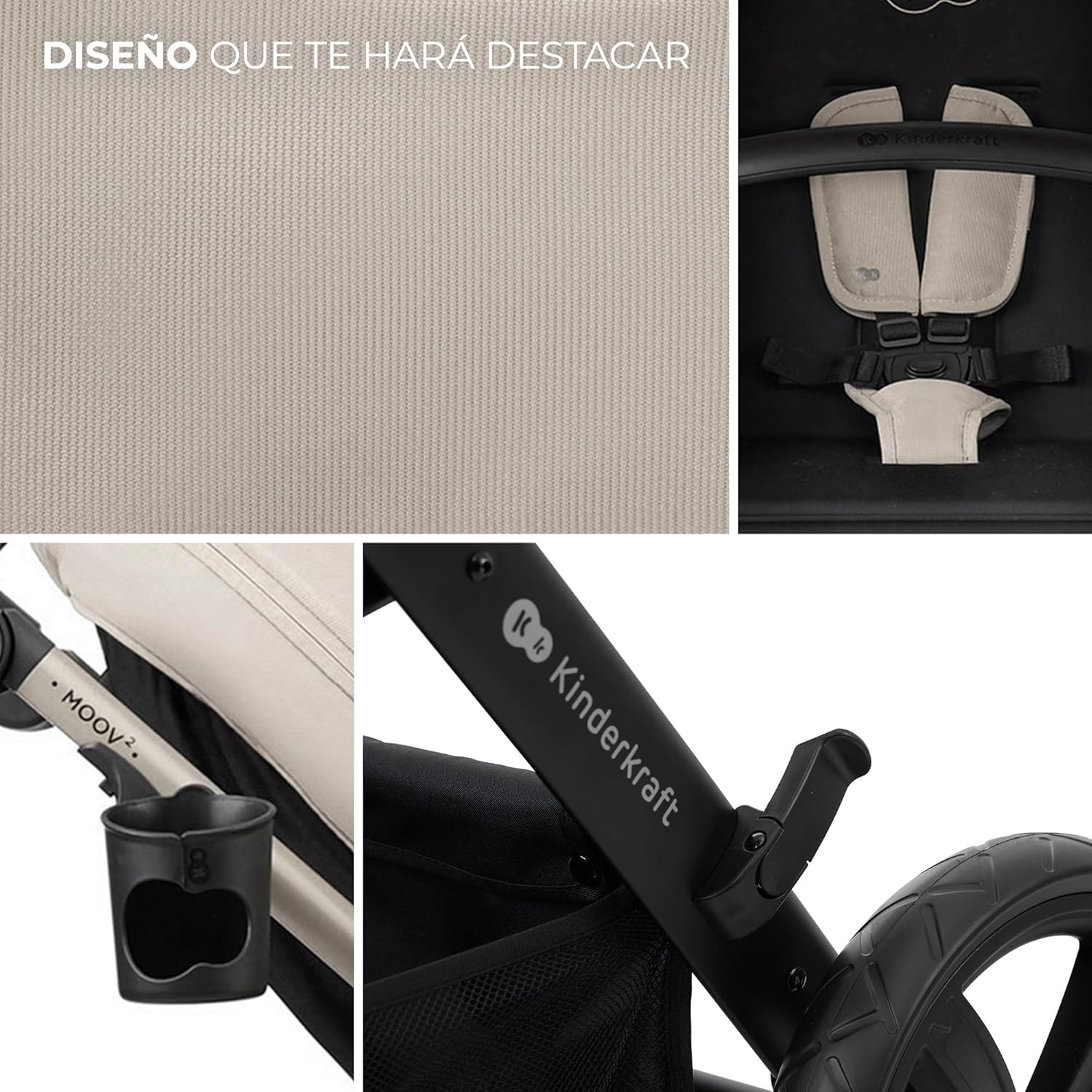 2026 Kinderkraft MOOV2 Silla de Coche 3 en 1, EVA, Mink PRO I-Size, Sistema de Viaje, Cochecito para Bebé, Silla de Paseo, Plegable, para Recién Nacido, Desde el Nacimiento hasta los 3 Años, Gris