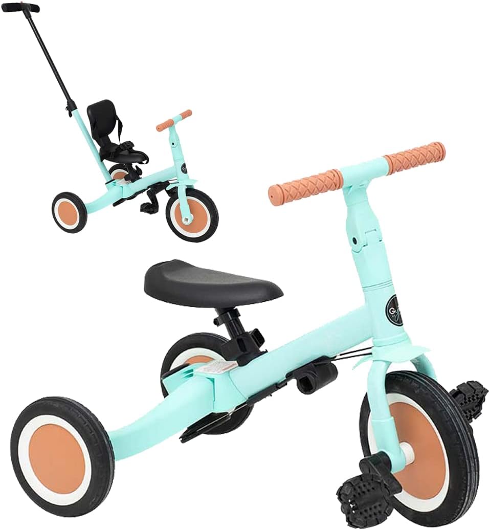 2026 Olmitos - Triciclo Evolutivo de Bebé 5 en 1 GYRO + - Bicicleta Niños Desde 1 Año hasta 5 años - De Triciclo a Bicicleta con o sin Pedales – Adaptable y transformable (Gyro +, Verde)