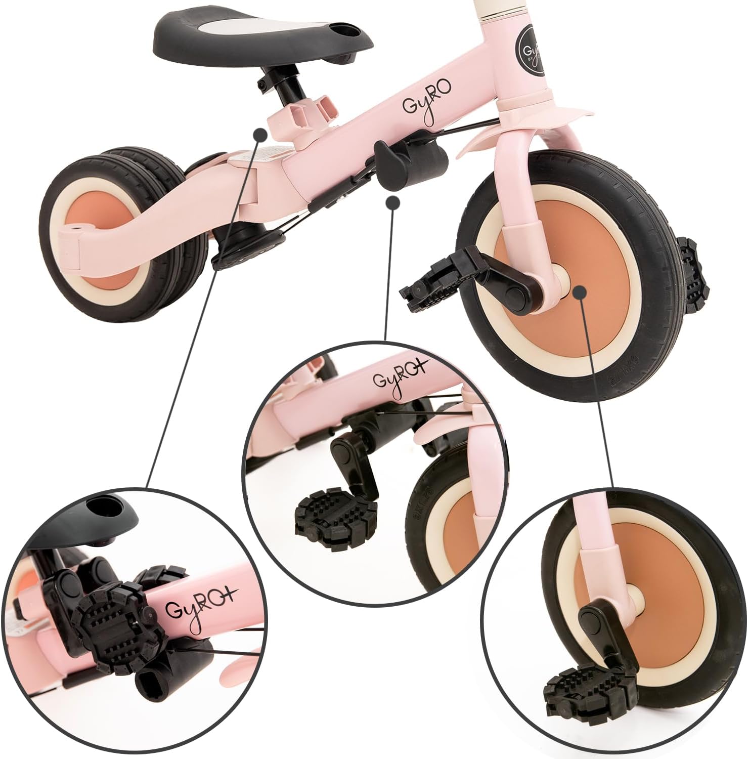 2026 Olmitos - Triciclo Evolutivo de Bebé 5 en 1 GYRO + - Bicicleta Niños Desde 1 Año hasta 5 años - De Triciclo a Bicicleta con o sin Pedales – Adaptable y transformable (Gyro +, Verde)