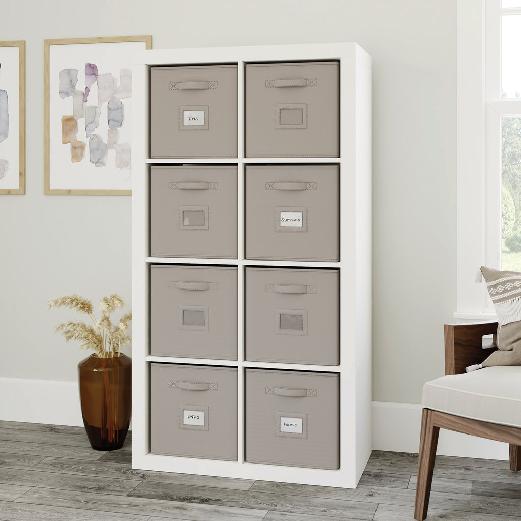 2026 Nuevo Sauder Stow-Away Organize estantería librero de 2 niveles con 8 cubos acabado blanco