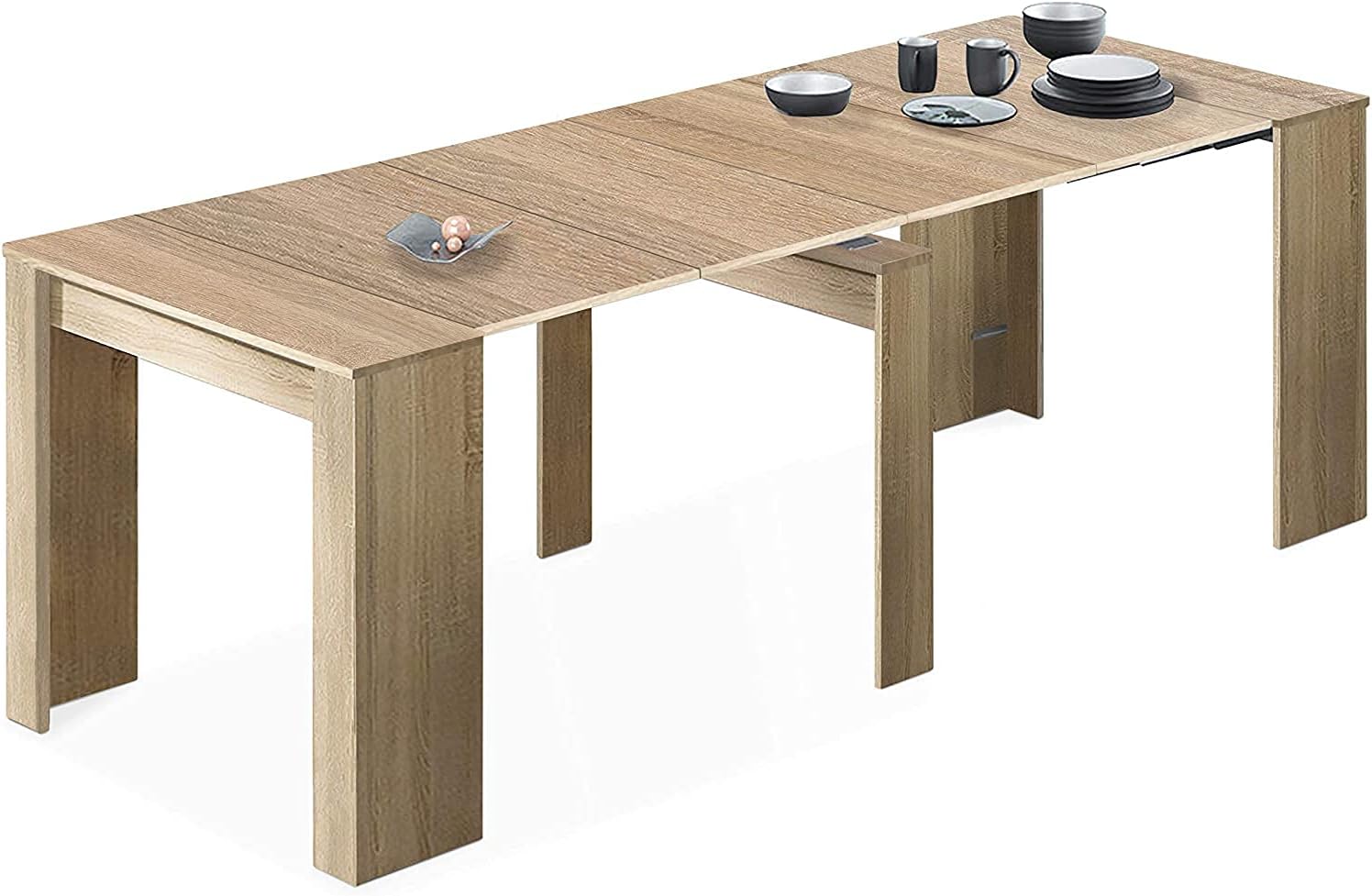 2026 Mobelcenter - Mesa de Comedor Consola Extensible, Mesa para Salón recibidor o Cocina, Mesa Fuelle Extensible, Color Cemento (1127)