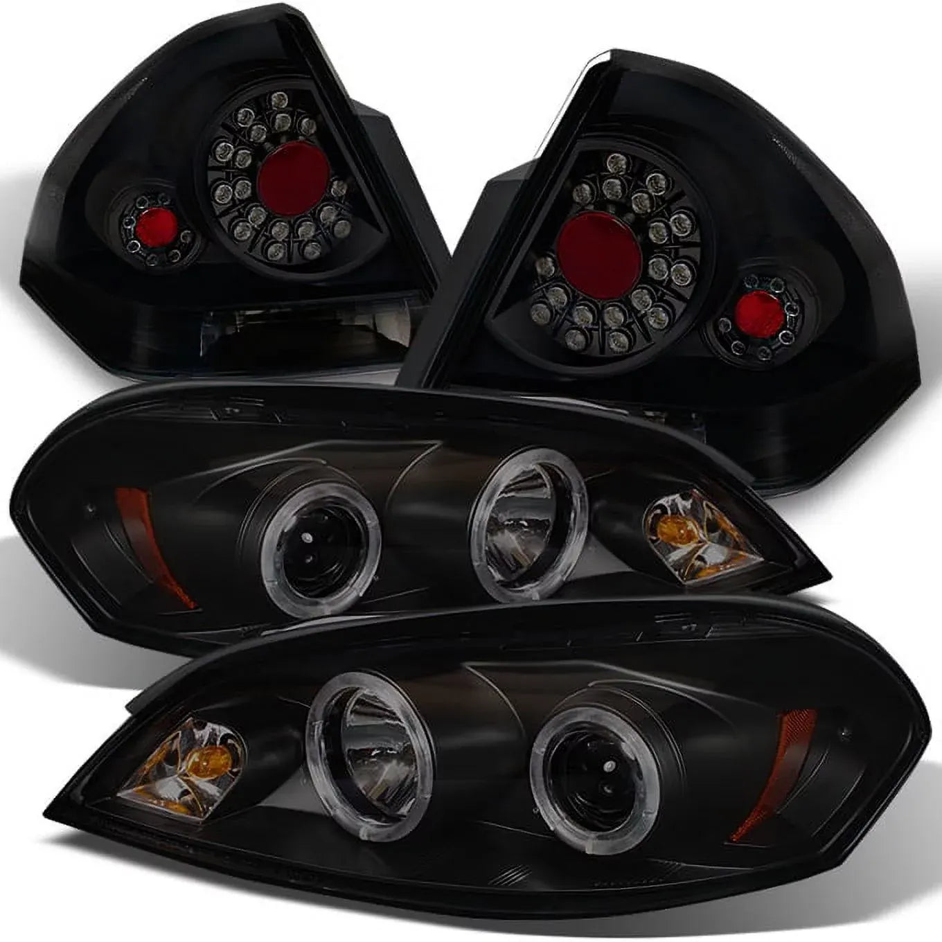 2026 Nuevo AKKON - Faros delanteros LED halo ahumados negros para Chevy Impala 2006-2013 + luces traseras LED