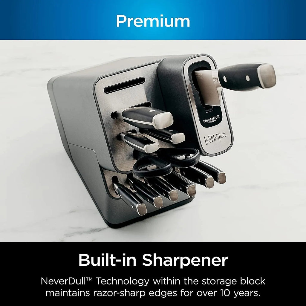 2026 Nuevo Ninja K32017 Foodi NeverDull sistema premium de cuchillos de 17 piezas con bloque y afilador integrado, acero inoxidable/negro