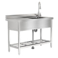2026 Nuevo fregadero utilitario de acero inoxidable 47”ancho x 20”fondo x 37”alto independiente de un seno con grifo de agua fría y caliente para cocina lavandería restaurante garaje o jardín
