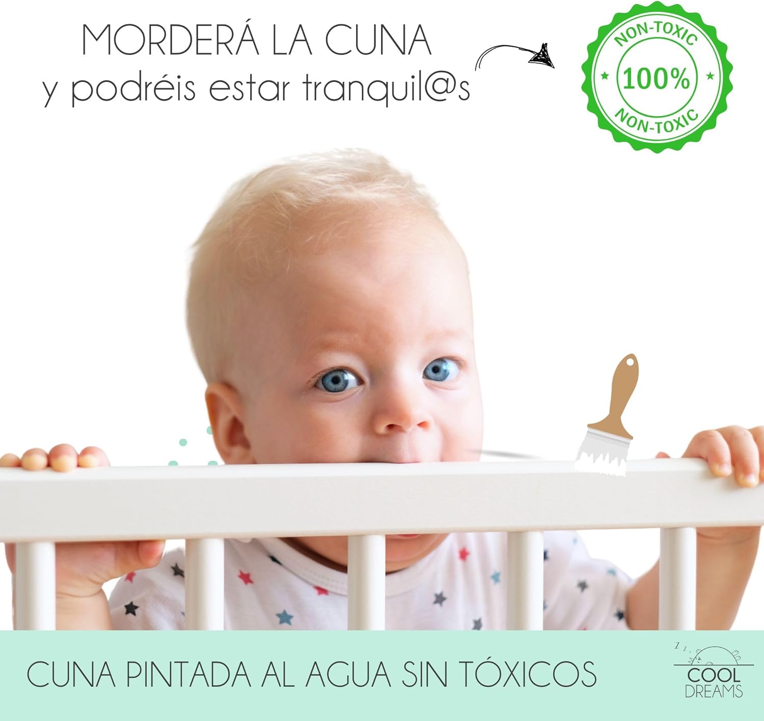 2026 Cuna Colecho de Bebe, Kit para Unir la Cuna con la Cama, Colchón HR Morfeo Certificado Oeko-Tex® y CertiPUR, 4 Ruedas, Sábana Bajera y Encimera de Algodón Natural. Indi CoolDreams CoolDreams