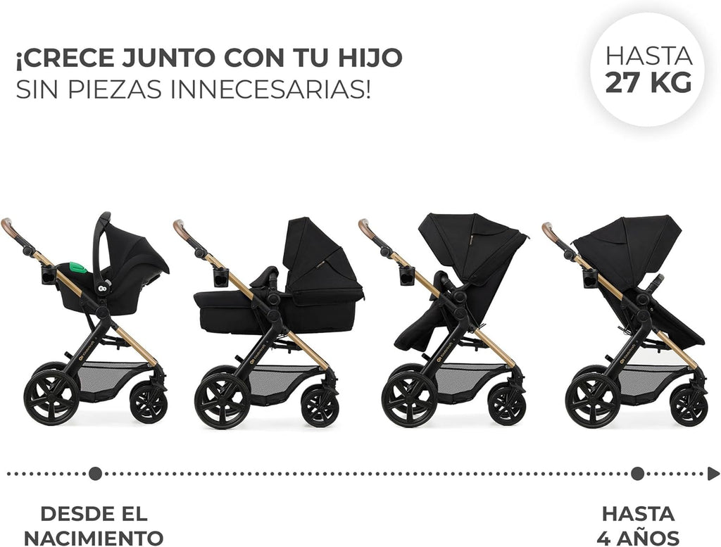 2026 Kinderkraft MOOV2 Silla de Coche 3 en 1, EVA, Mink PRO I-Size, Sistema de Viaje, Cochecito para Bebé, Silla de Paseo, Plegable, para Recién Nacido, Desde el Nacimiento hasta los 3 Años, Gris