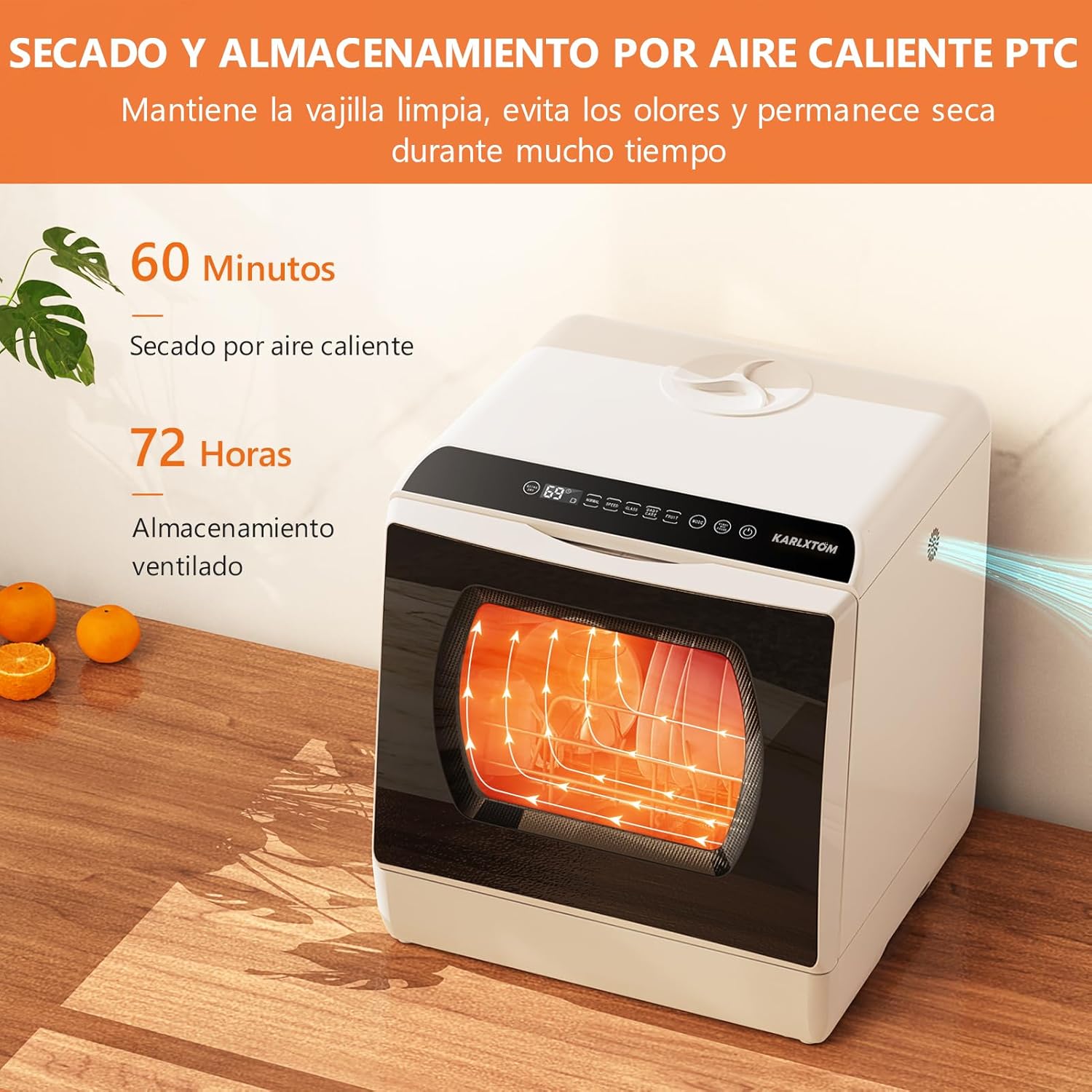 2026 Lavavajillas de encimera, Mini Lavavajillas Portatil, Pantalla LED, 6 Programas, Dos modos de suministro de agua, Cuidado de Bebés y lavado de Fruta, 45 CM