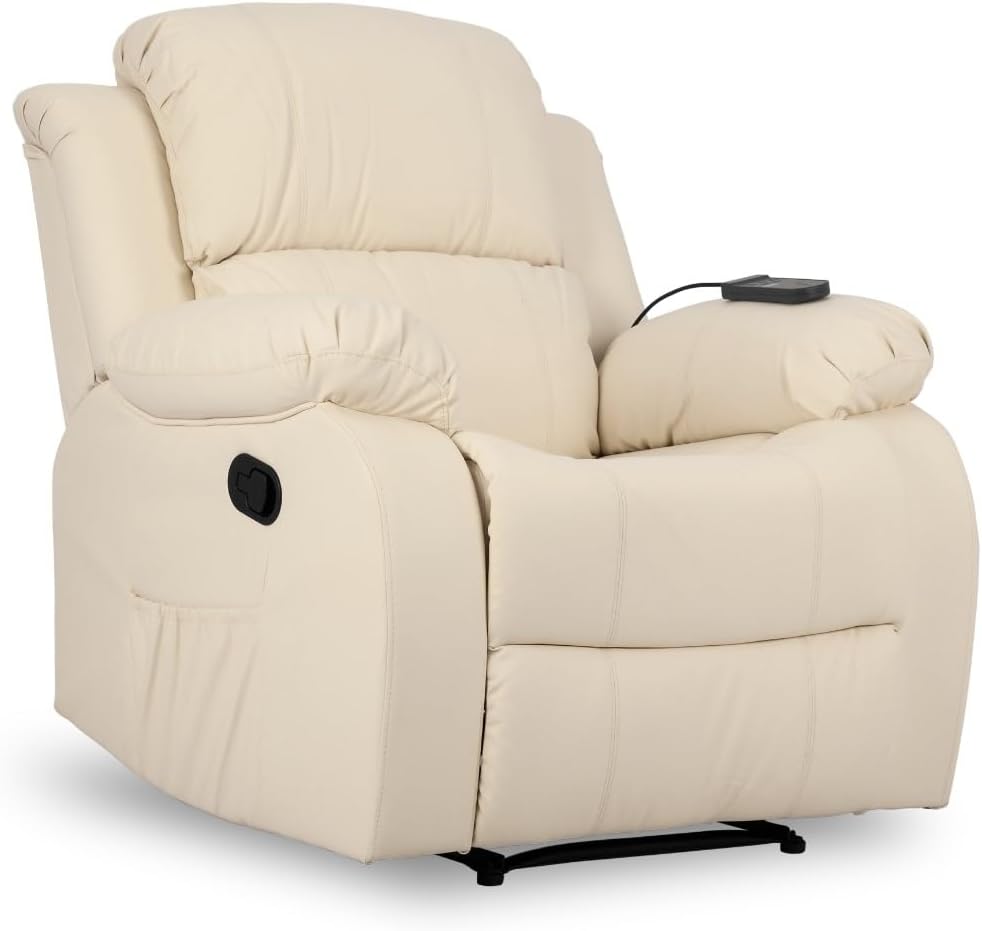 2026 Don Descanso - Sillón Masaje Relax Calor Trevi Negro Reclinable 160º con 8 Motores Silenciosos, Calor Lumbar, Sist. Masaje 4 Zonas y Acabado en PU Anti-Cuarteo [Incluye Mando]. Ideal Gente Mayor