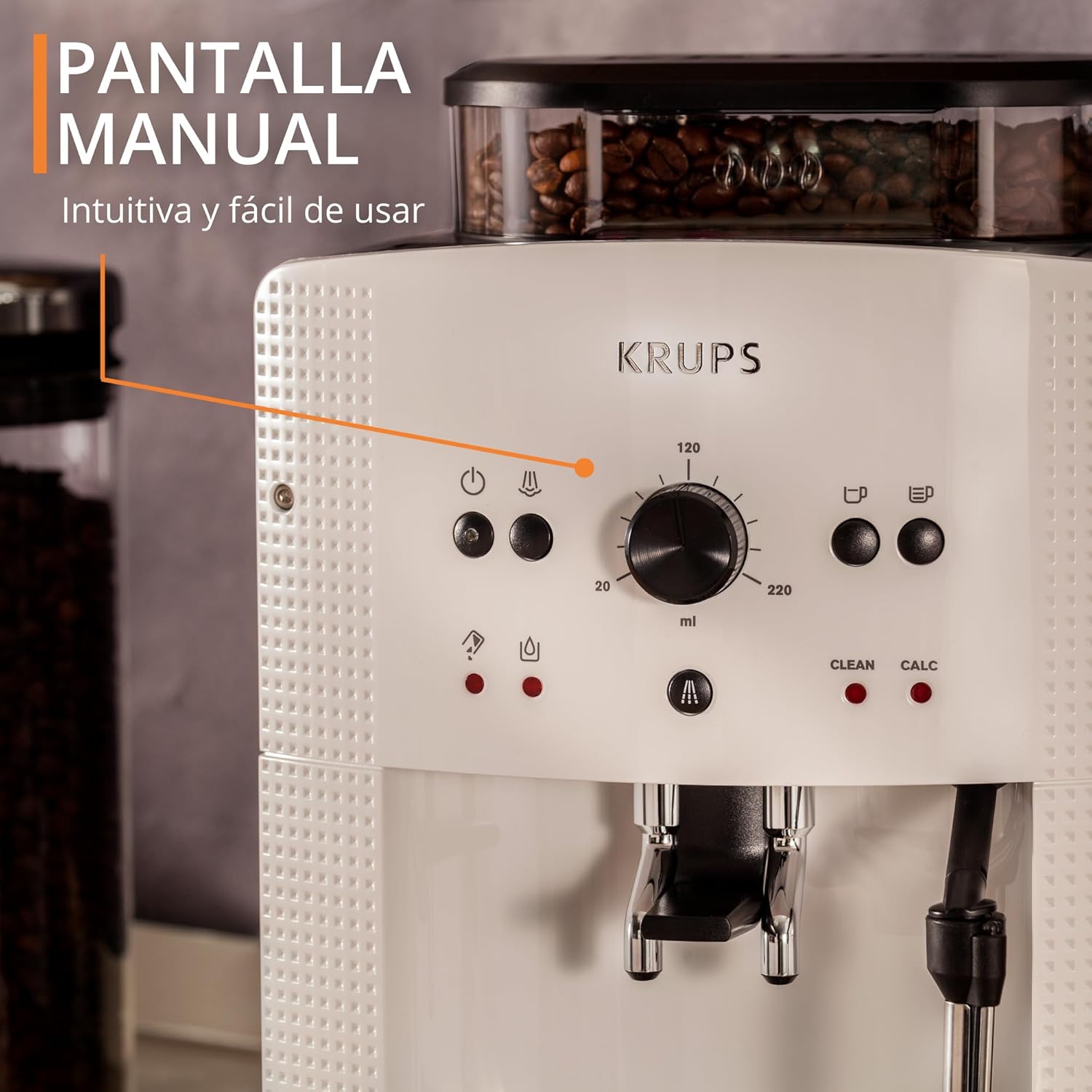 2026 Roma - Cafetera superautomática 15 bares de presión, 3 niveles intensidad café, cantidad ajustable 20 a 220ml, limpieza y descalcificación automático, molinillo integrado EA8105