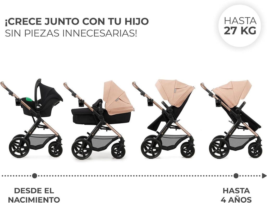 2026 Kinderkraft MOOV2 Silla de Coche 3 en 1, EVA, Mink PRO I-Size, Sistema de Viaje, Cochecito para Bebé, Silla de Paseo, Plegable, para Recién Nacido, Desde el Nacimiento hasta los 3 Años, Gris