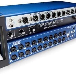 Soundcraft Ui24R Rack-Mountable Laptop or Tablet-Controlled, 24 input Digital Audio Mixer with onboard Signal Processing. Blue and Gray